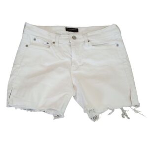 Banana Republic Womens Denim Shorts Sz 27/4 White Distressed Holes Raw Edge Fun